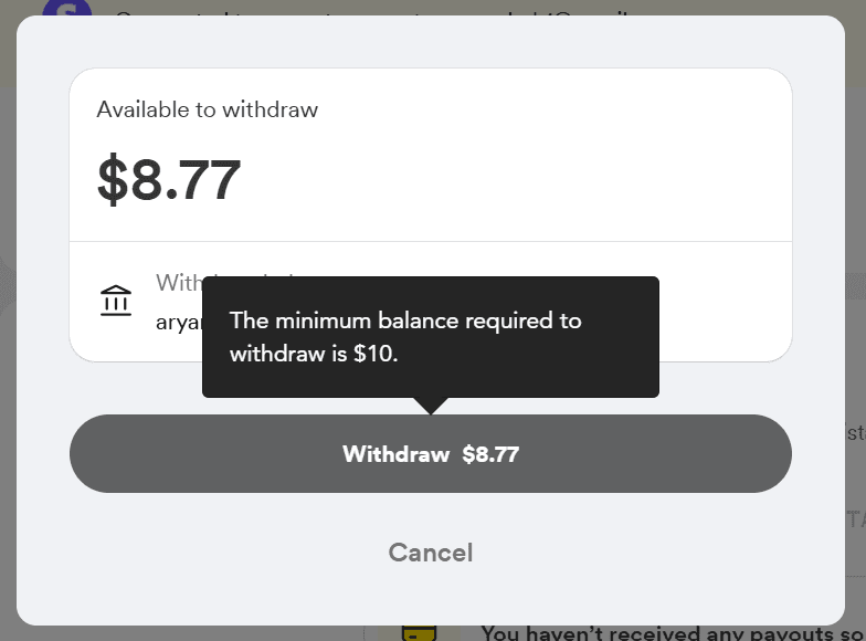 Screenshot showing $10 paid and $8.77 received on Buy Me a Coffee